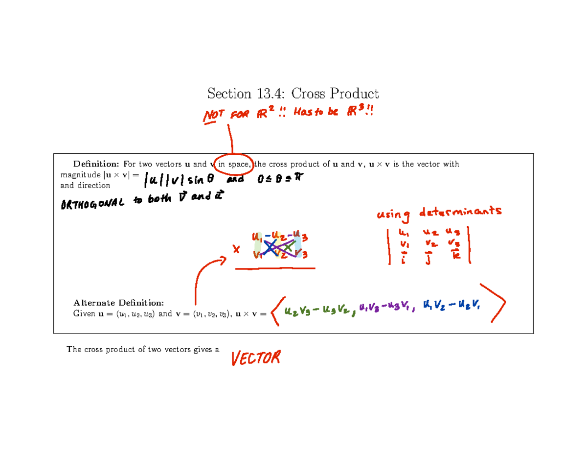 13 4 Cross Product Multivariable Calculus Section 13 Cross Product 