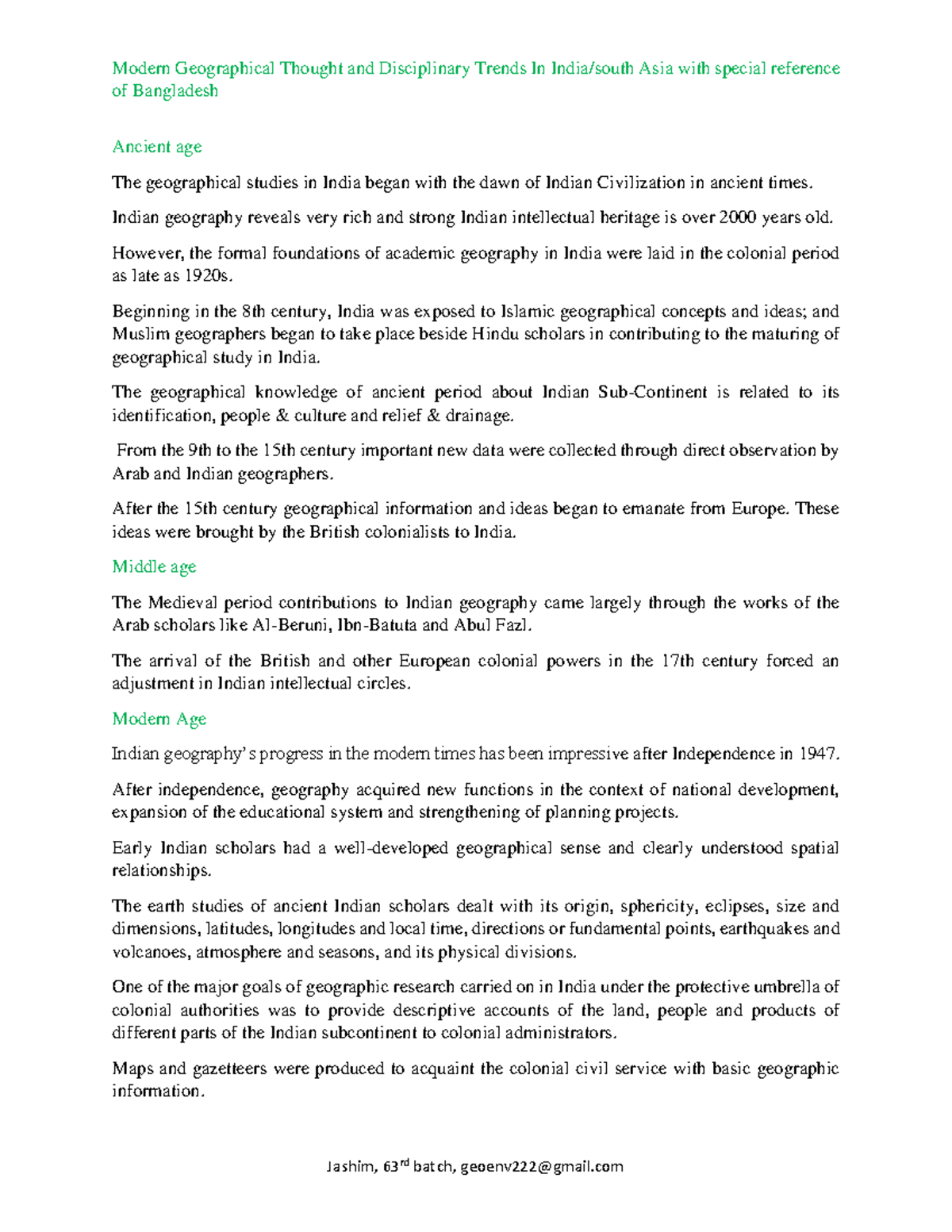Development Of Geography In South Asia With Special Reference To Development Of Geography In South Asia With Special Reference To