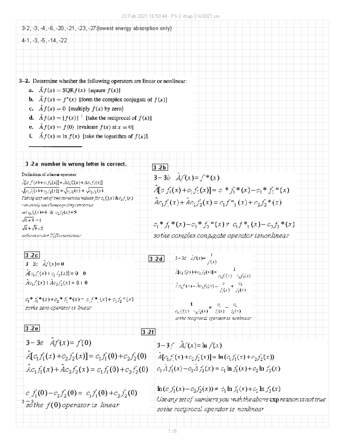 PS2 CH3 - Physical Chemistry University of Toledo - CHEM 3740 - 3-2, -3 ...