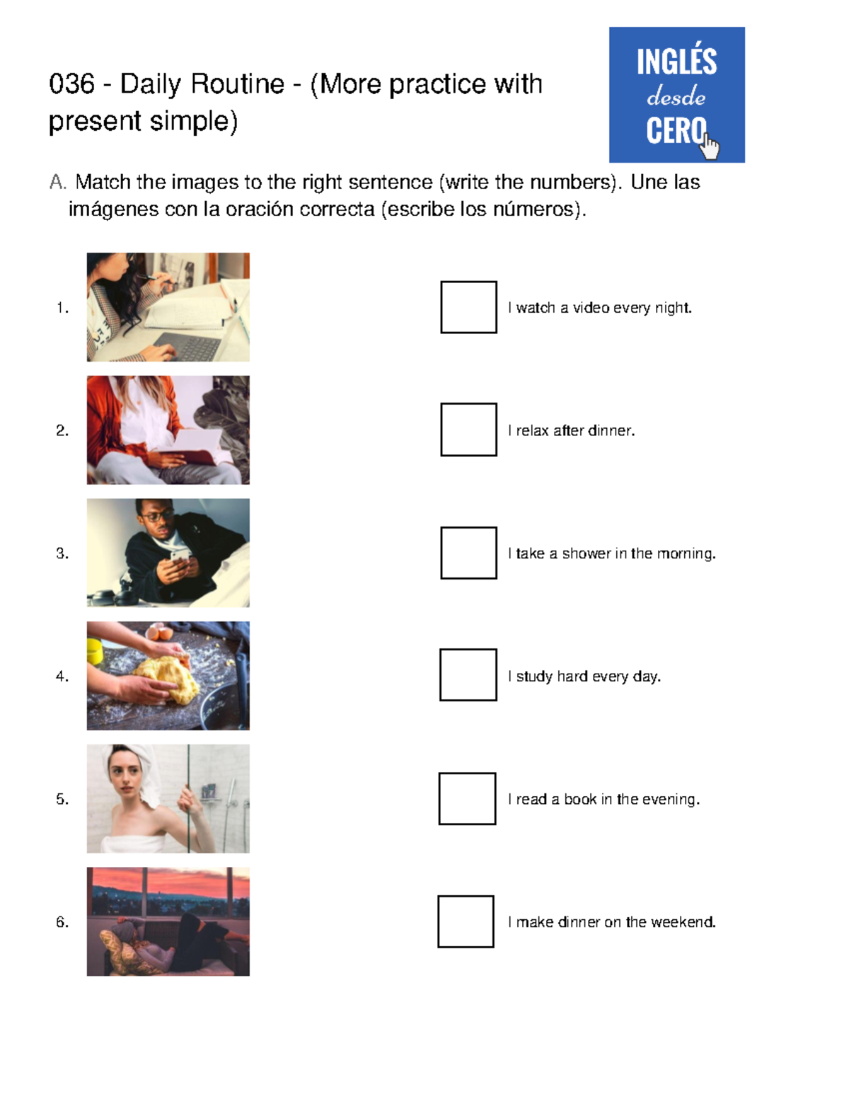 036 Daily Routine More practice with present simple download - 036 ...