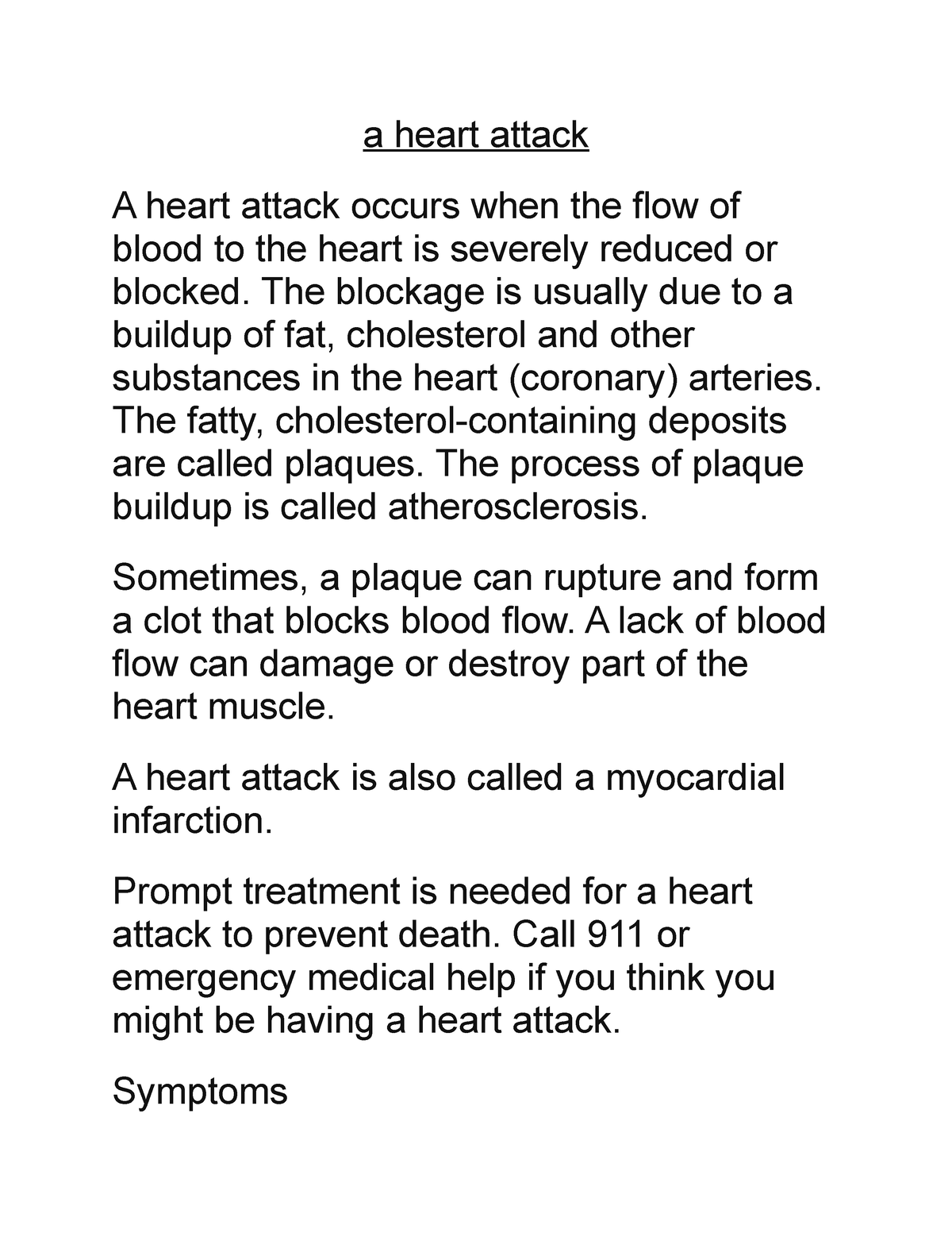 A Heart Attack - A Heart Attack A Heart Attack Occurs When The Flow Of ...