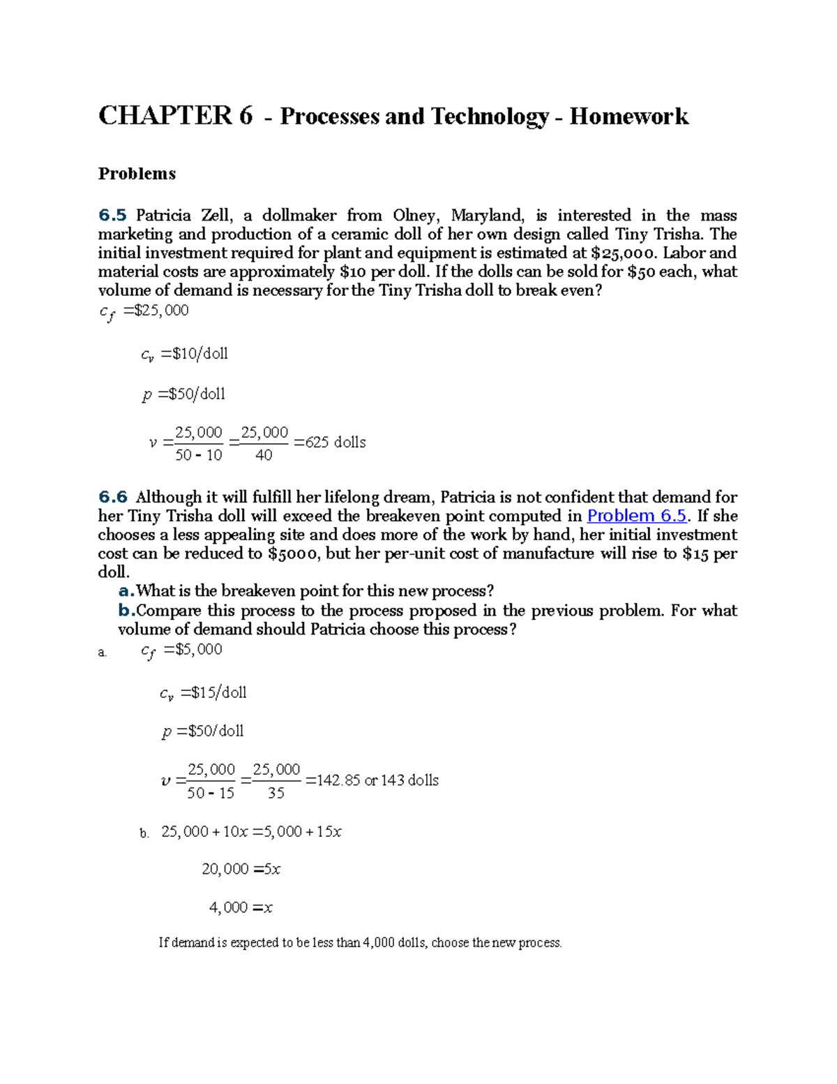 Processes and Technology Homework Problems - Studocu