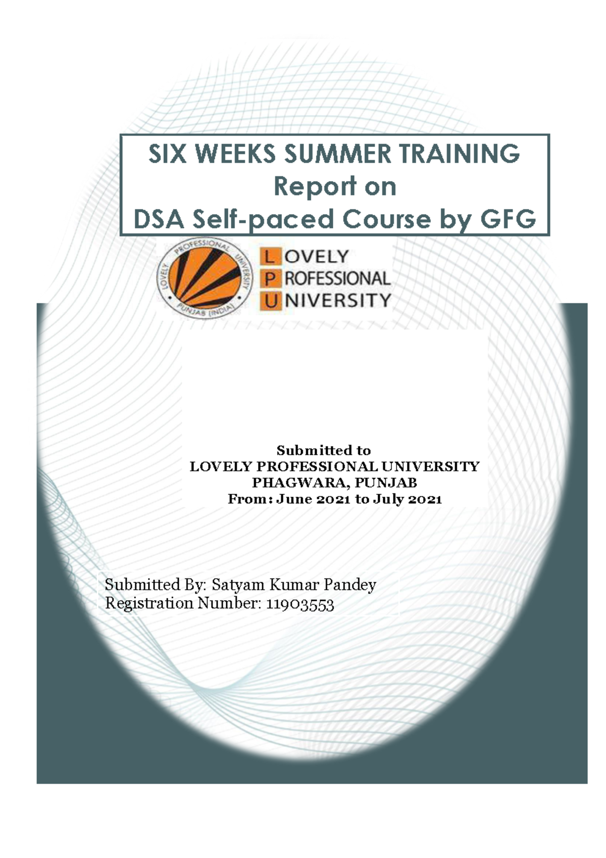 SIX Weeks Summer Training - B.tech CSE - LPU - Studocu