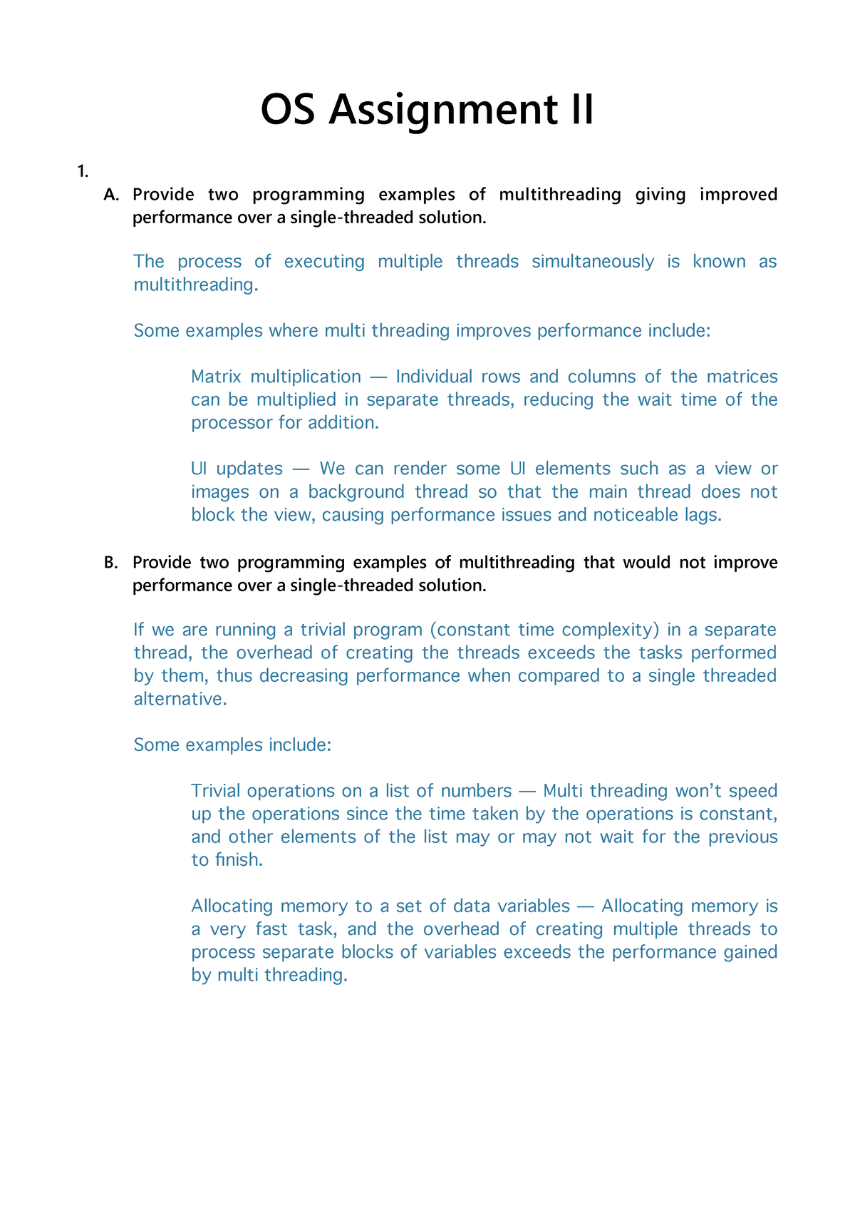 OS2 - Operating System - OS Assignment II 1. A. Provide Two Programming ...