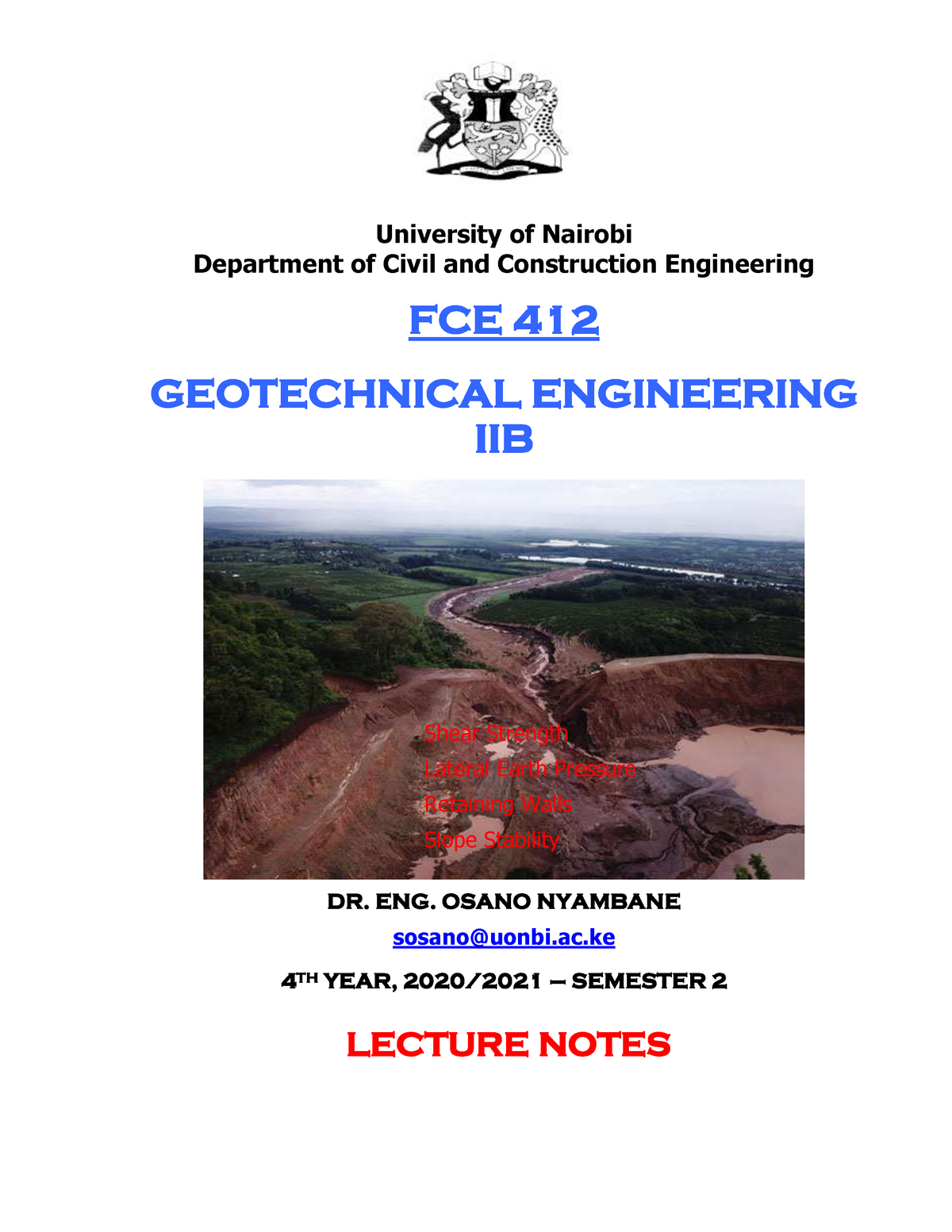 FCE 412 - Geotechnical Engineering IIB 2020 - 2021 - University Of ...