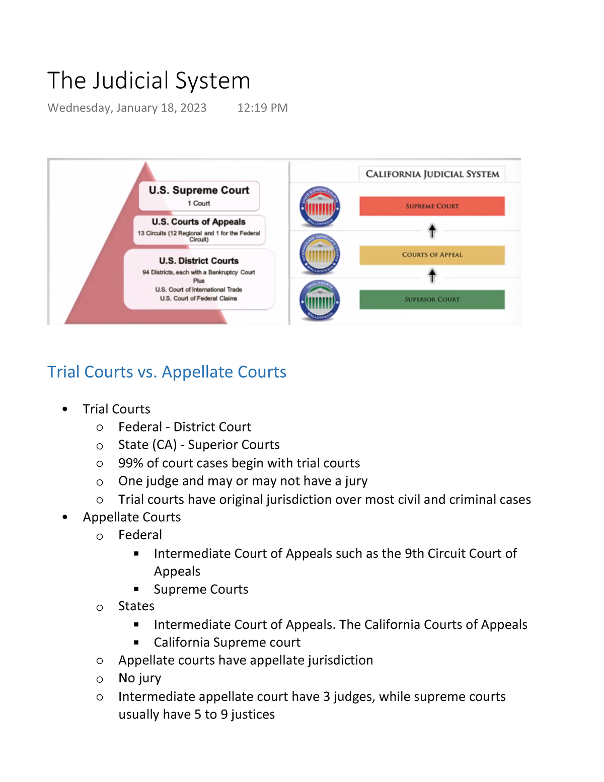 The Judicial System Trial Courts vs Appellate Courts Trial Courts