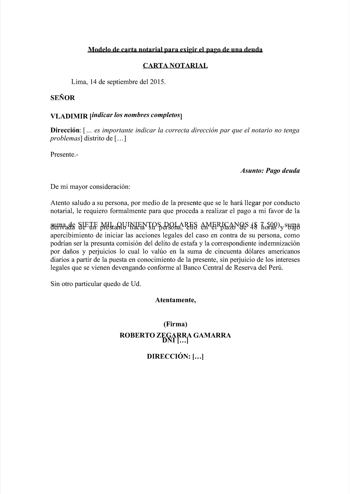 Pdf Modelo De Carta Notarial Para Exigir El Pago De Una Deuda Compress Modelo De Carta 0669