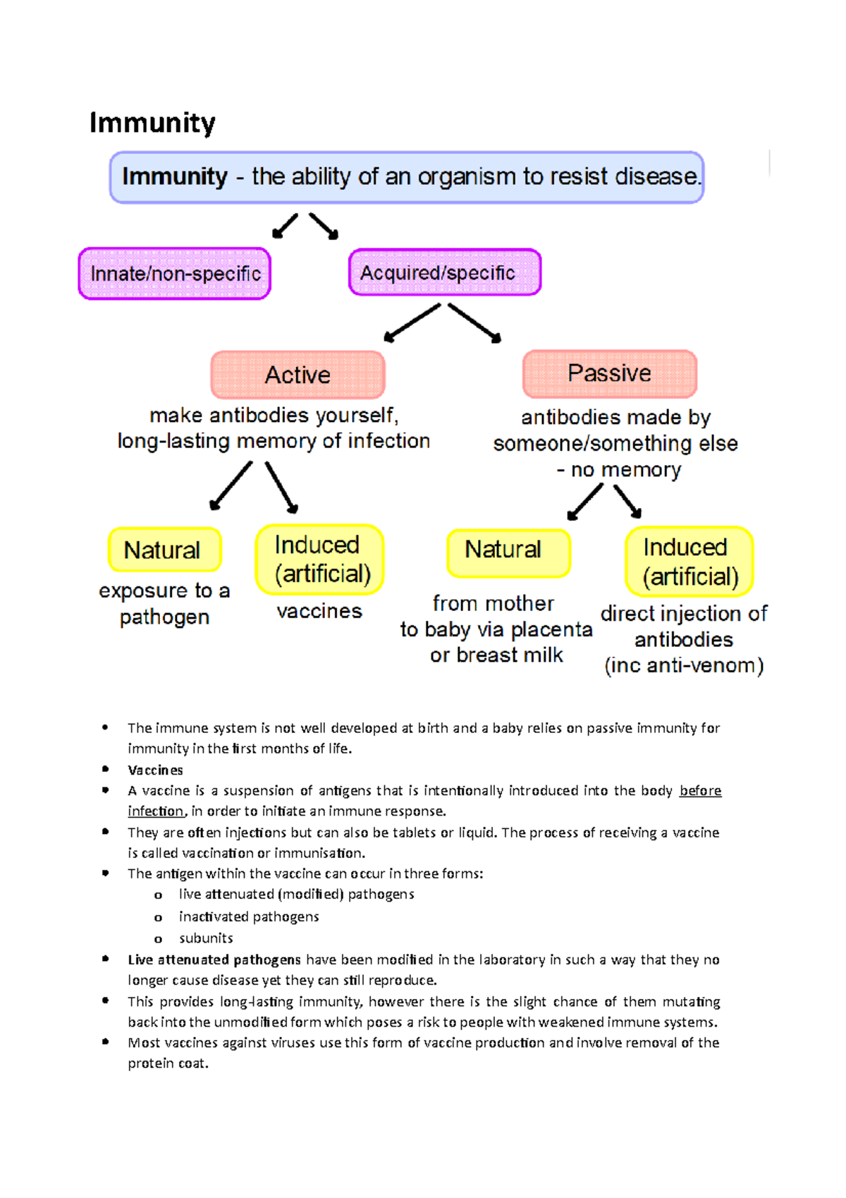 Immunity - Immunity The immune system is not well developed at birth ...