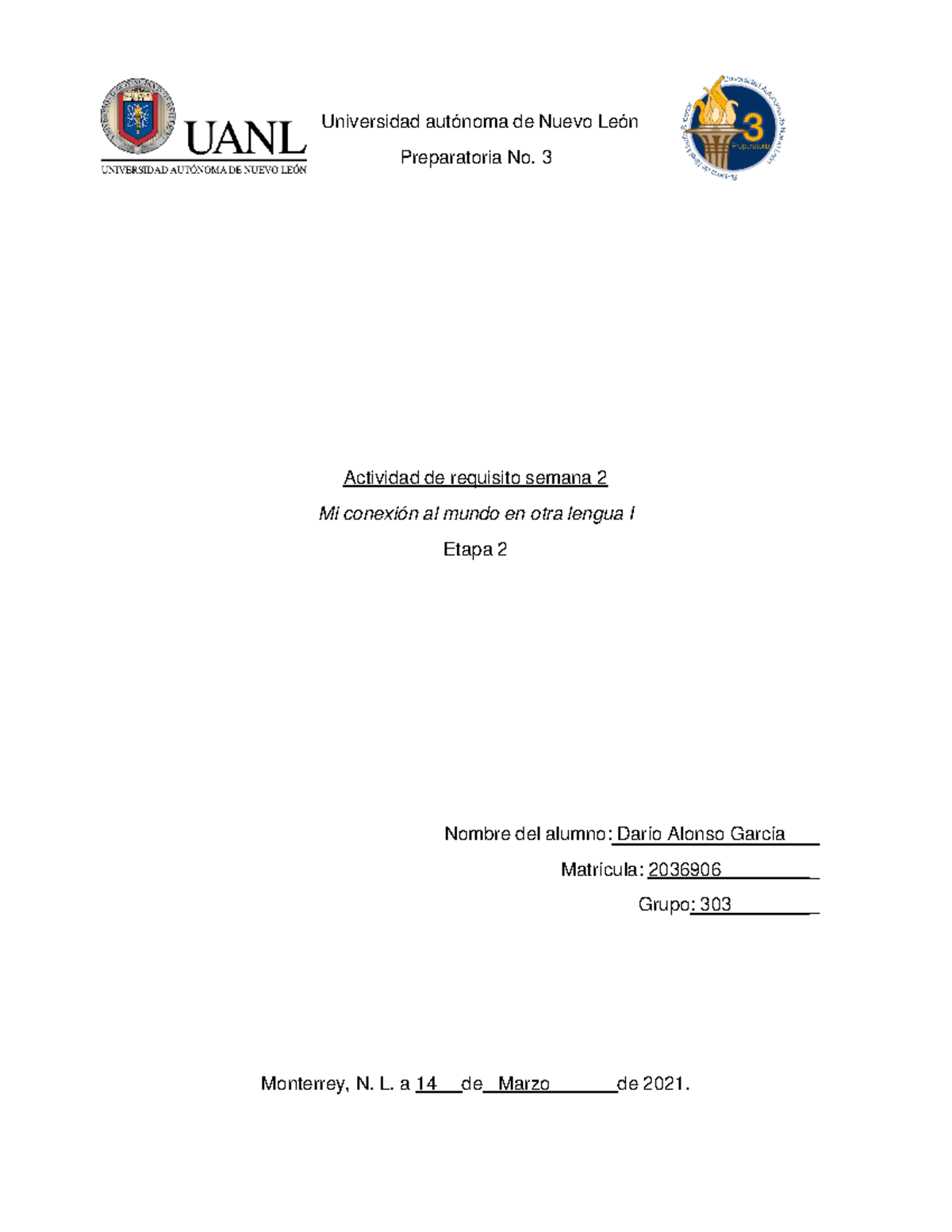 DAGM requisito semana 2 etapa 2 - Universidad autónoma de Nuevo León ...