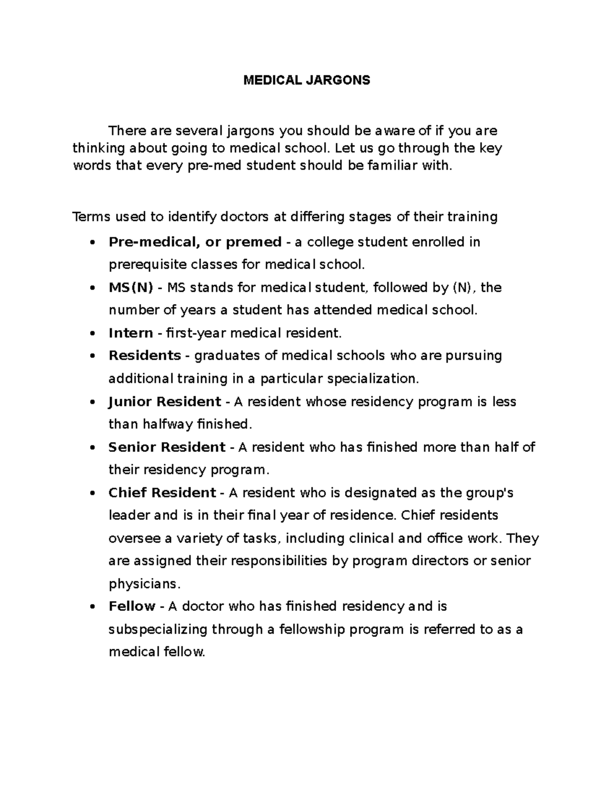 MedicalJargons This talks about the medical jargons commonly used in