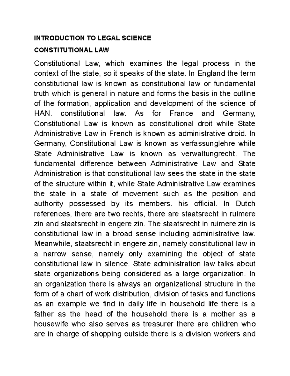 Constitutional Law - INTRODUCTION TO LEGAL SCIENCE CONSTITUTIONAL LAW ...