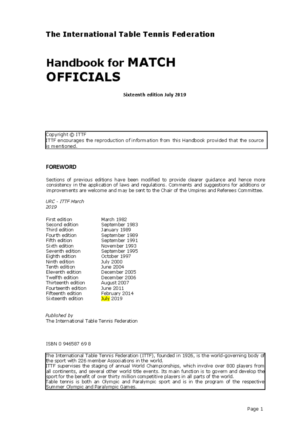 HMO16thEdition sfsdf The International Table Tennis Federation