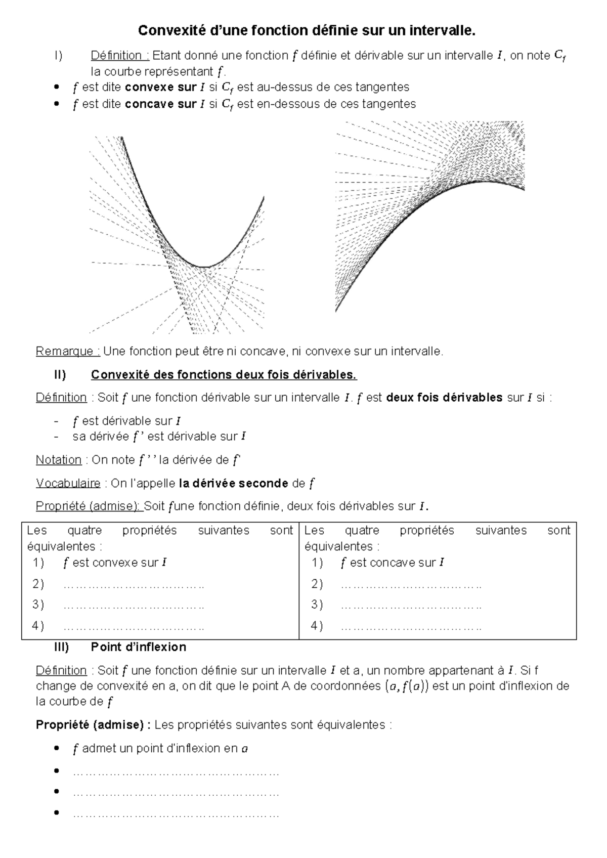 Cours convexite - Convexité d’une fonction définie sur un intervalle. I ...