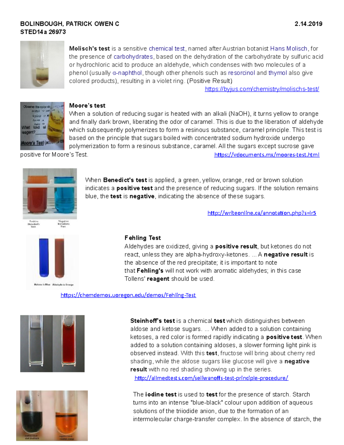 STED14a Different Laboratory test BOLINBOUGH, PATRICK OWEN C 2