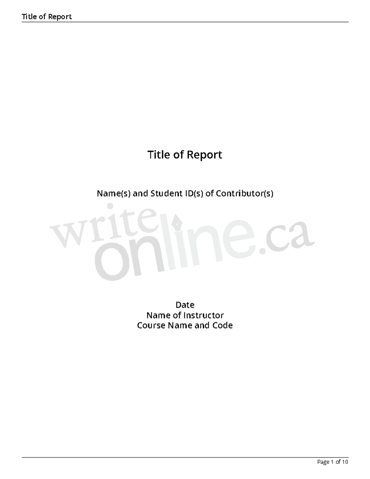 Case Study-Sample - Essay - . Title of Report Name(s) and Student ID(s ...