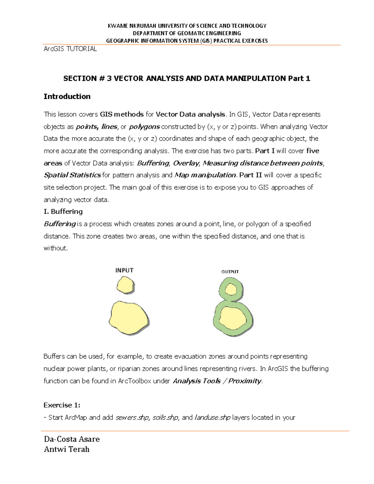 Section 1 TRECK Programme, KNUST DEPARTMENT OF GEOMATIC ENGINEERING