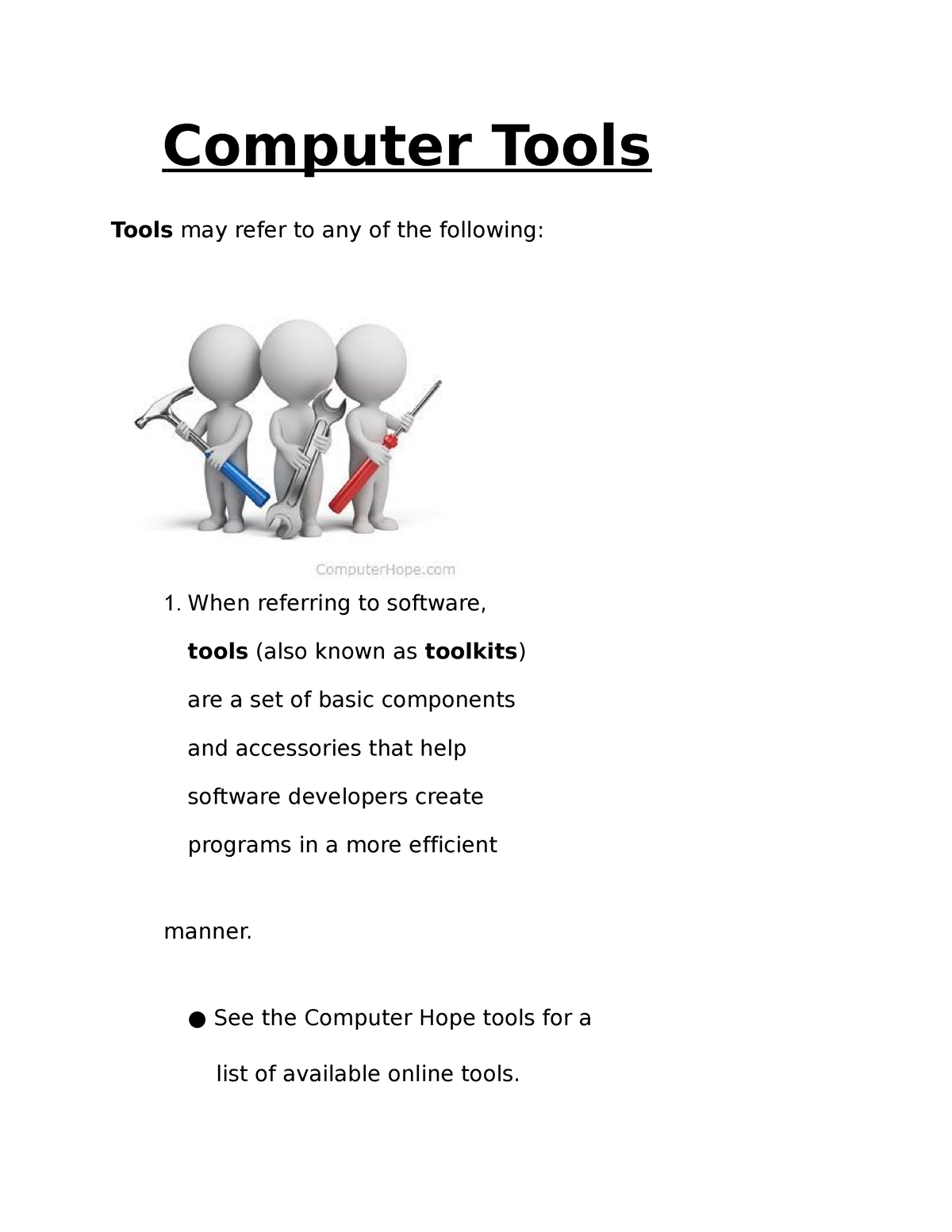 computer tools list