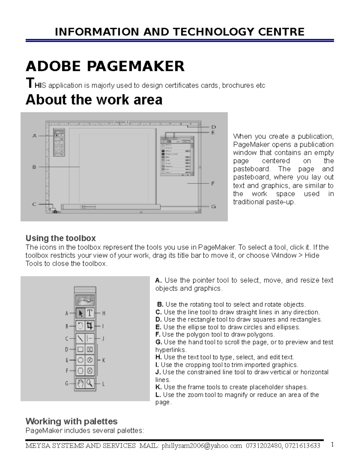 Adobe Page Maker Introduction Information And Technology Centre Adobe Pagemaker This