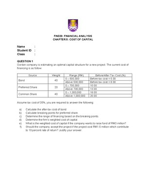 Task Chapter 2 - ... - FIN333: FUNDAMENTAL OF PERSONAL FINANCIAL ...