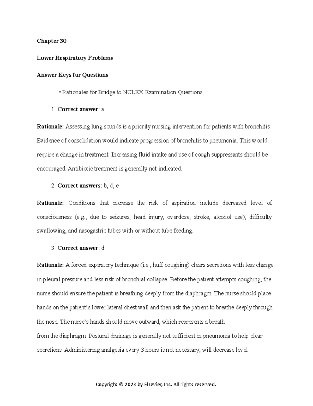 Chapter 030.Bridge To Nclex Review Question Answers - Chapter 30 Lower ...