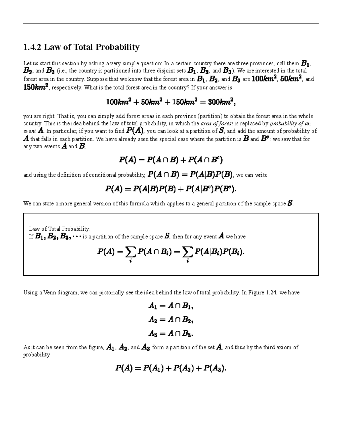 Law of Total Probability Partitions Formulas - 1.4 Law of Total ...
