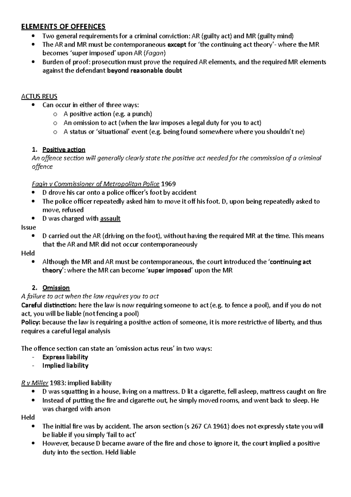 Elements of offences - ELEMENTS OF OFFENCES Two general requirements ...