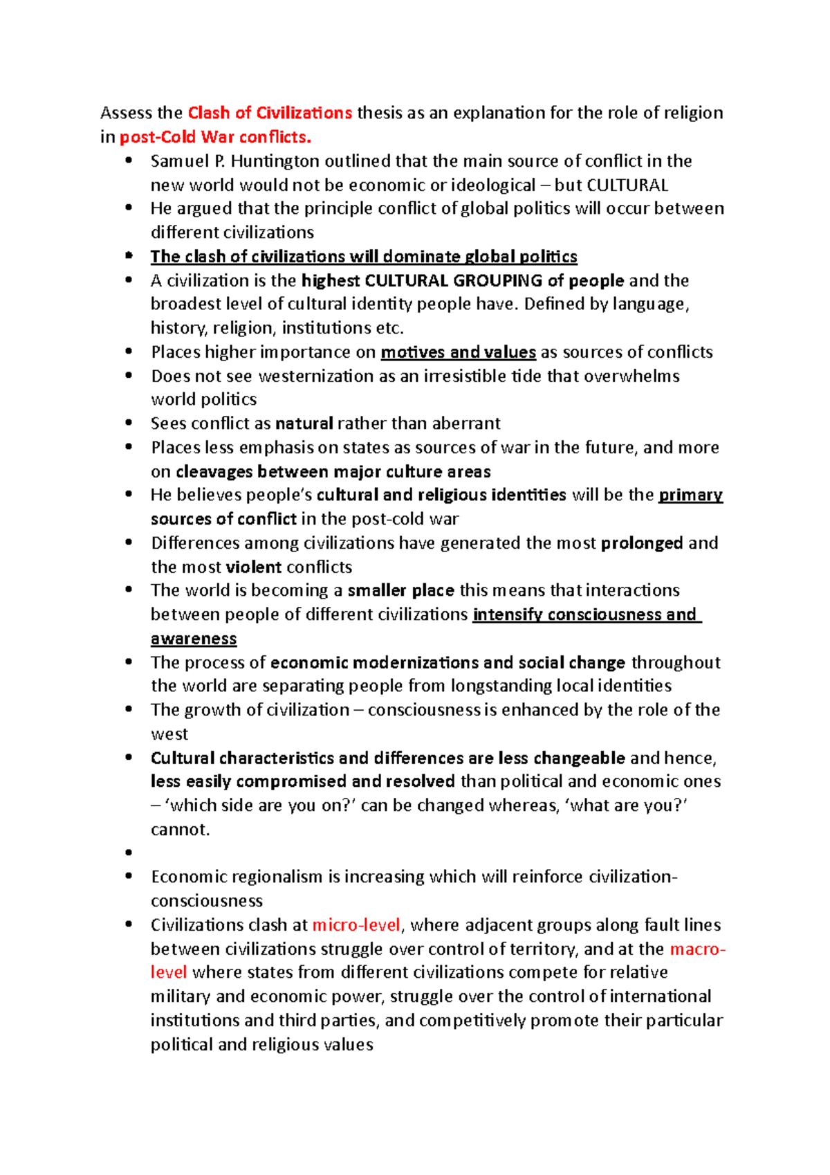 clash of civilizations thesis summary