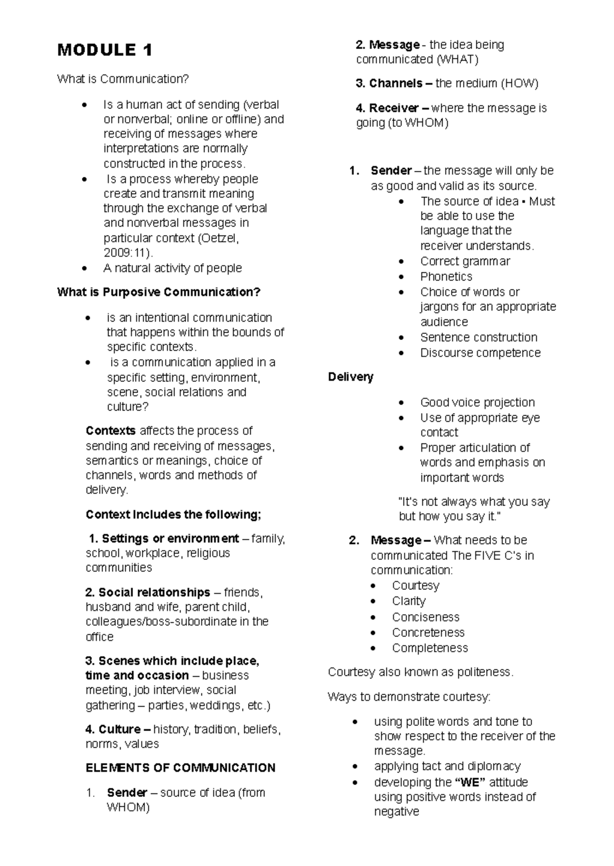 Module 1 Purcom - Notes In Purposive Communication - MODULE 1 What Is ...