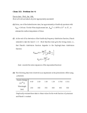 Physical Chemistry II - Homework, Problem Set 1 And Solutions - Chem ...