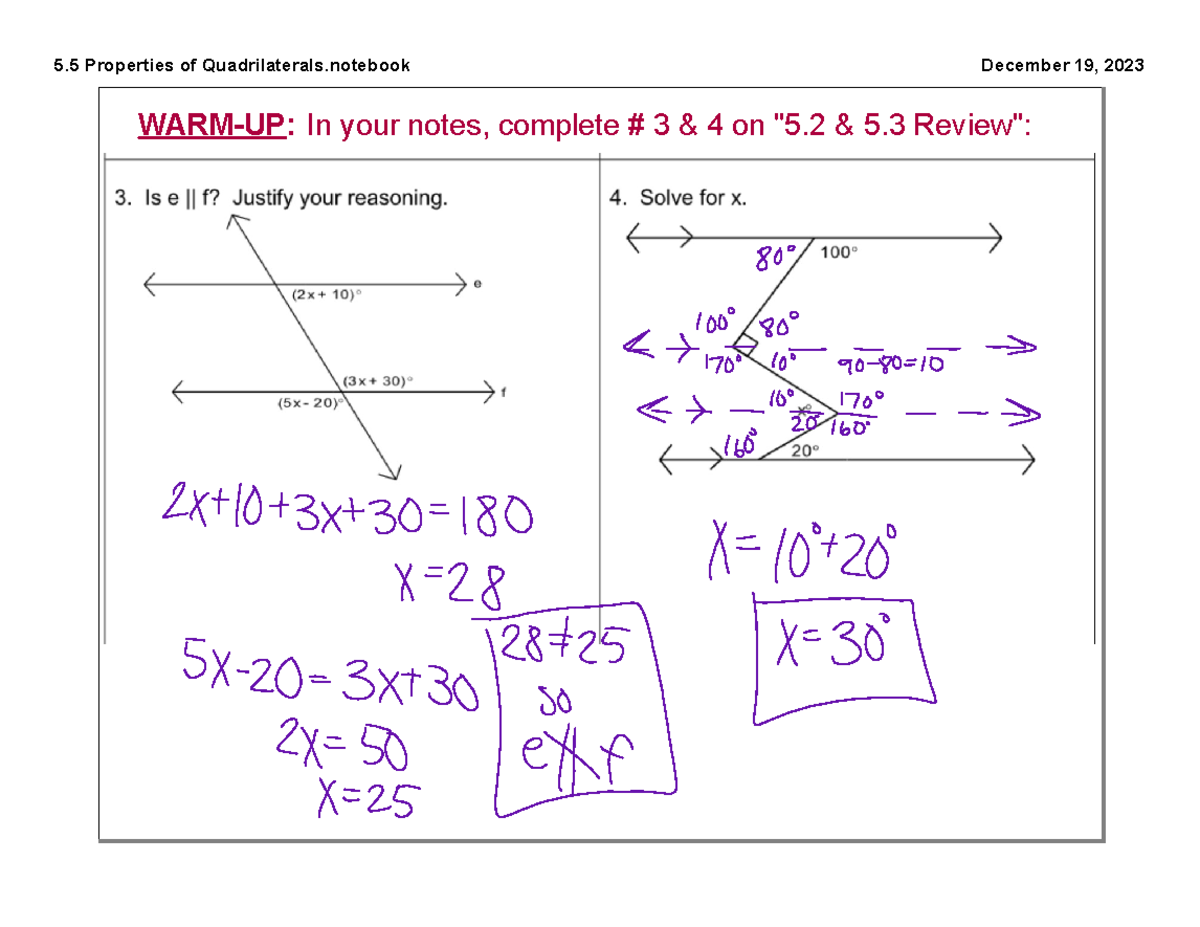 properties of quadrilaterals assignment