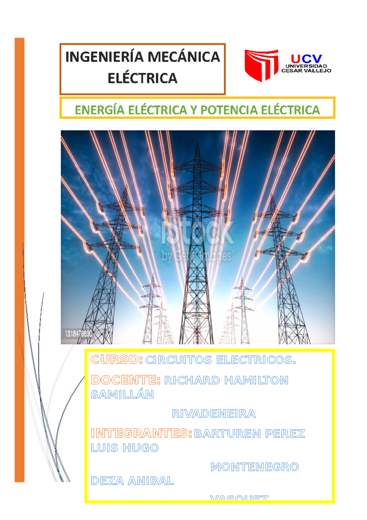 Informe Final 01 Energia Y Potencia Electrica IngenierÍa MecÁnica