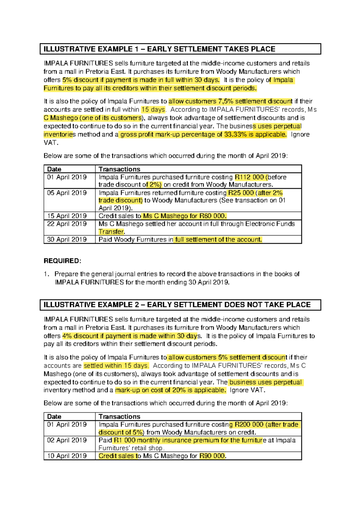 Illustrative Examples 1 ILLUSTRATIVE EXAMPLE 1 EARLY SETTLEMENT