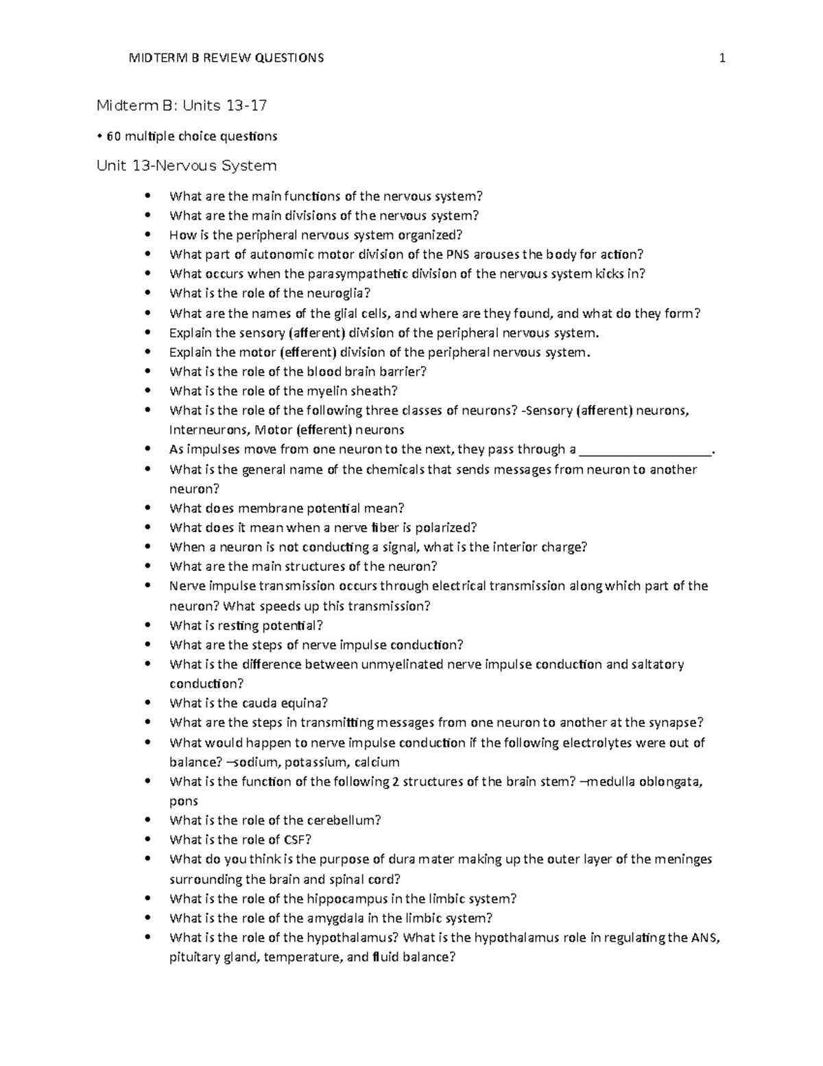 Midterm B Review Questions - Midterm B: Units 13- 60 Multiple Choice ...