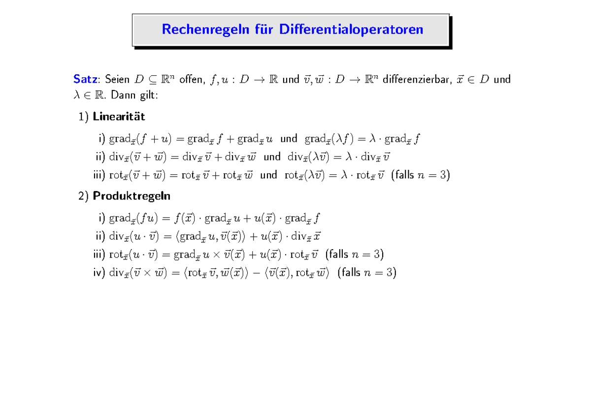 VL14 Folie Rechenregeln Operatoren - Rechenregeln f ̈ur ...