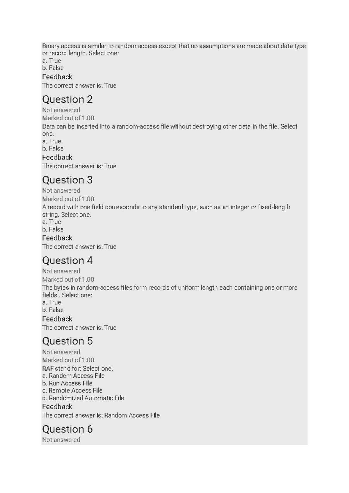Programming 2 S2 Q U - Multiple choice questions and answers - Binary ...