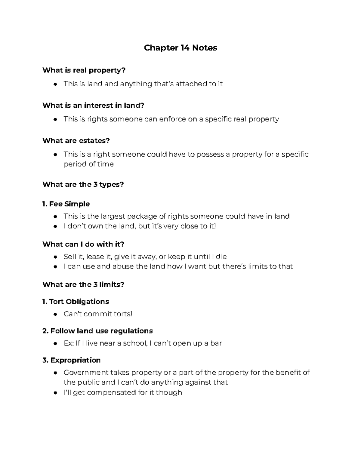 14 Chapter Notes - Chapter 14 Notes What Is Real Property? This Is Land ...