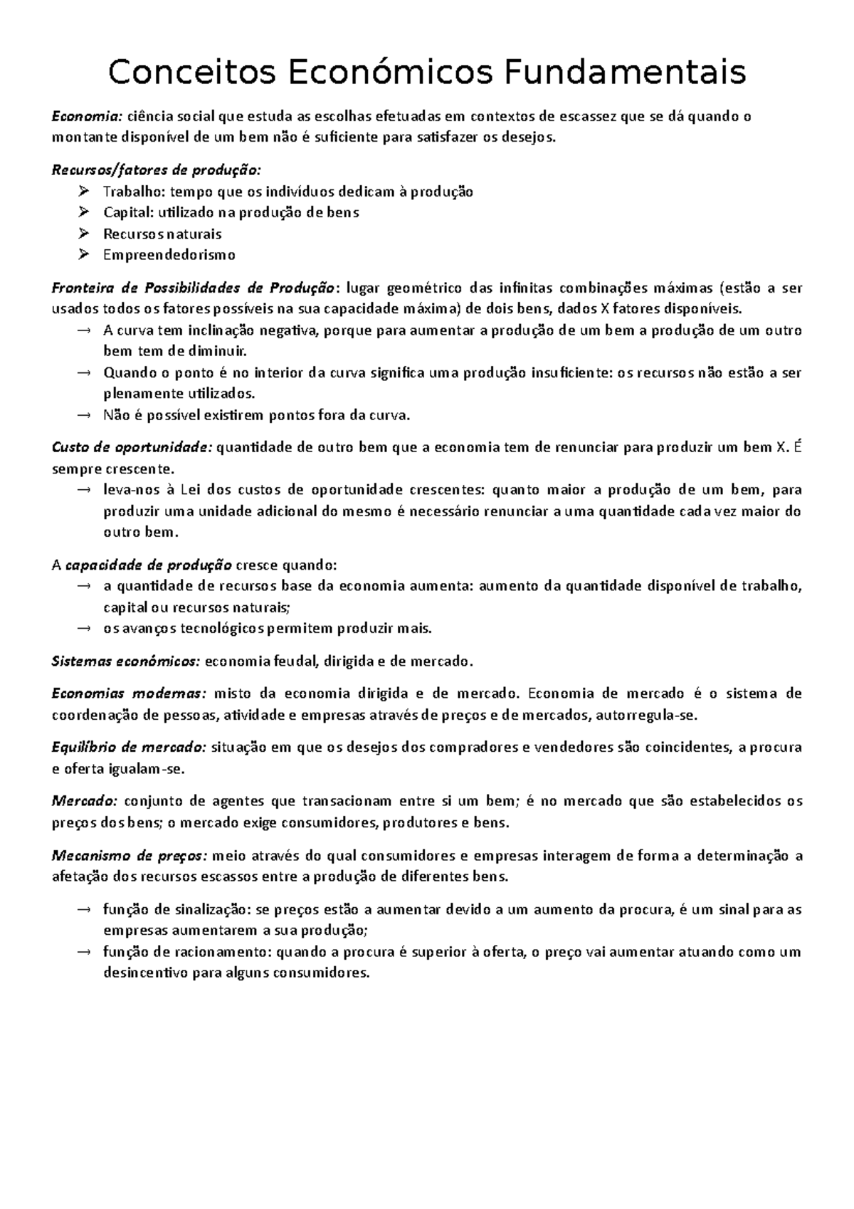 Conceitos Económicos Fundamentais - Conceitos Económicos Fundamentais ...