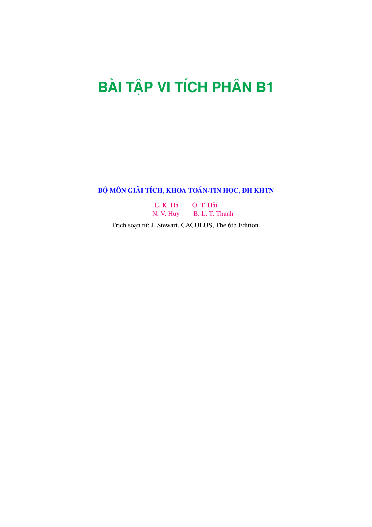 Bai Tap GTB1 2018 - Mathematics - BÀI TẬP VI TÍCH PHÂN B BỘ MÔN GIẢI ...