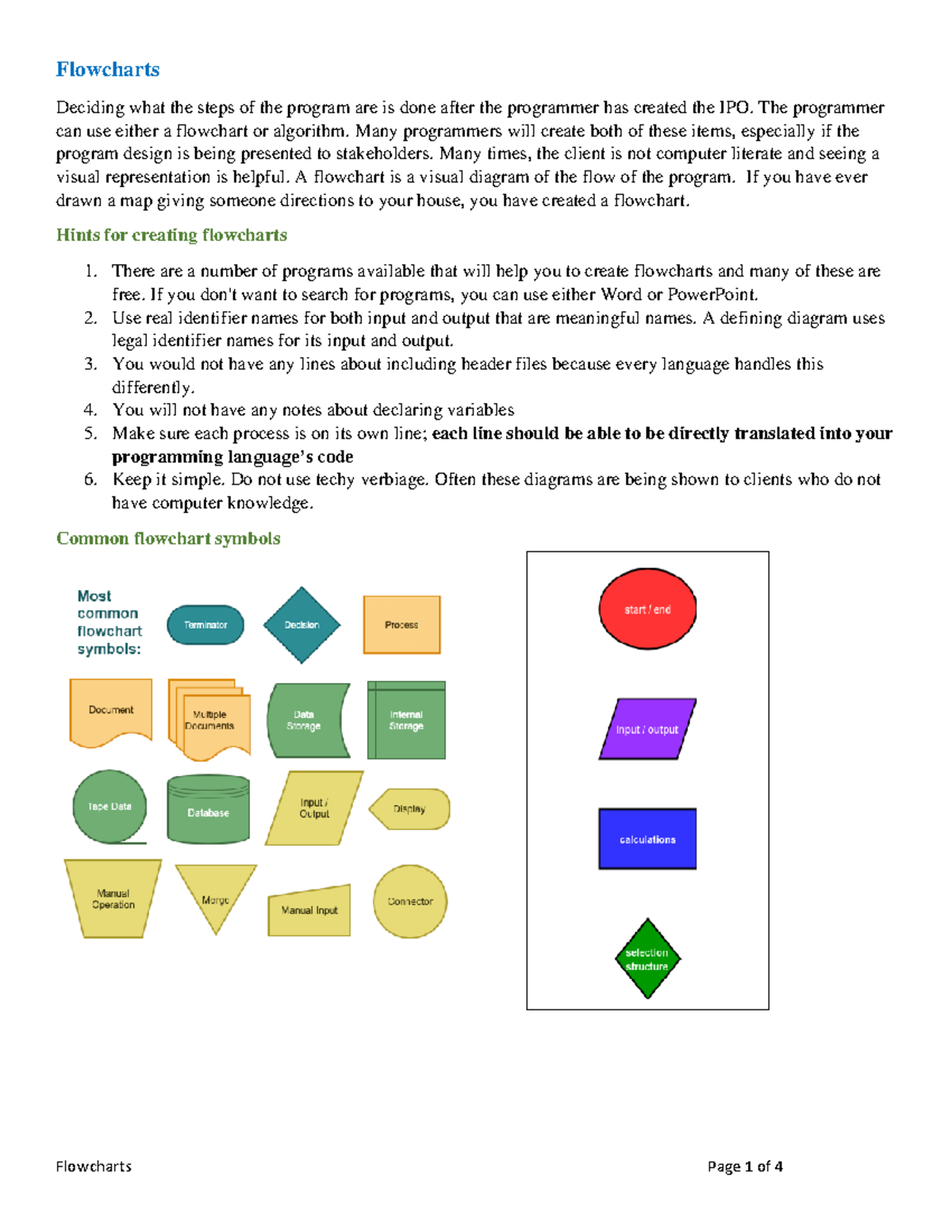 Flowcharts - Flowcharts Deciding what the steps of the program are is ...