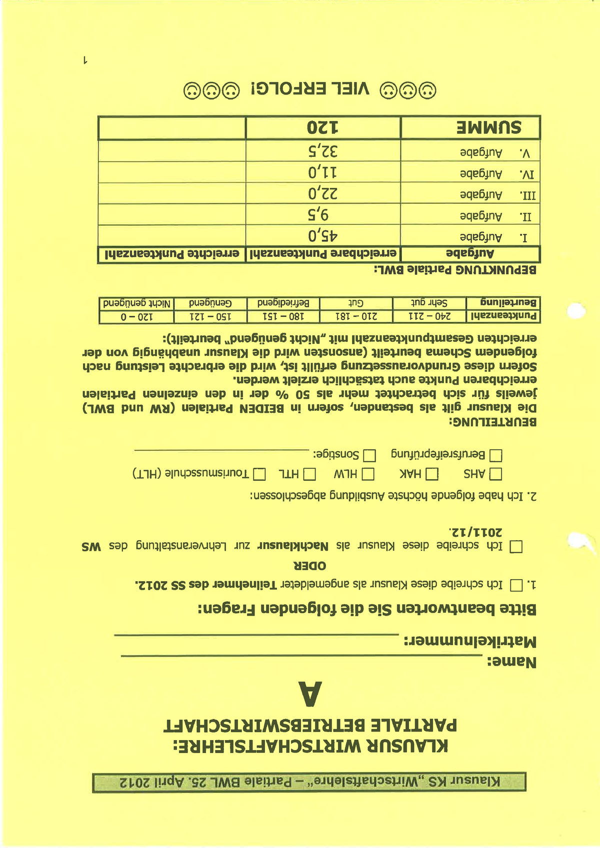 Musterklausuren BWL2 - Klausur - Einführung In Die ...