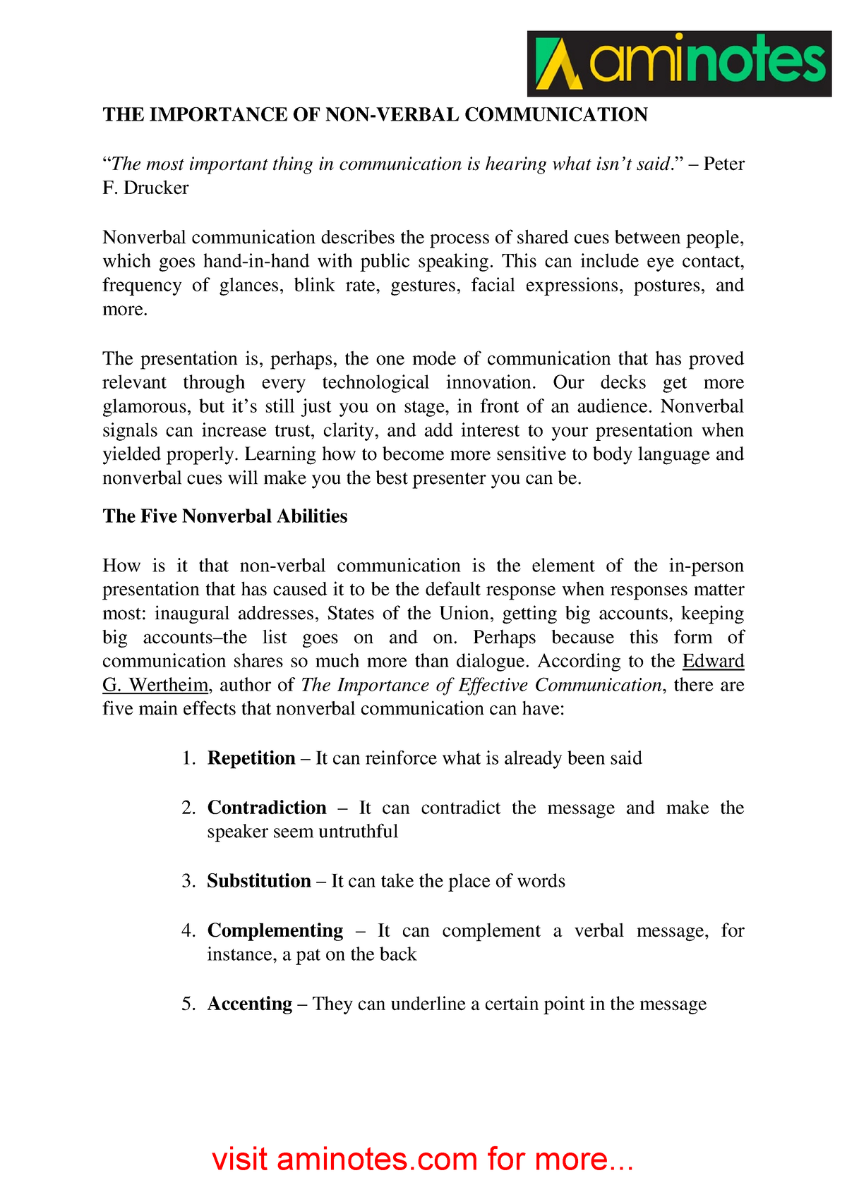 2 Significance Of Non-Verbal Communication - THE IMPORTANCE OF NON ...