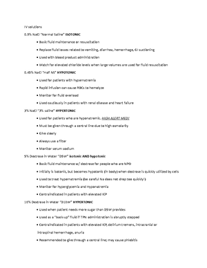 IV fluids and electrolyte notes - Critical care- IV fluids and ...
