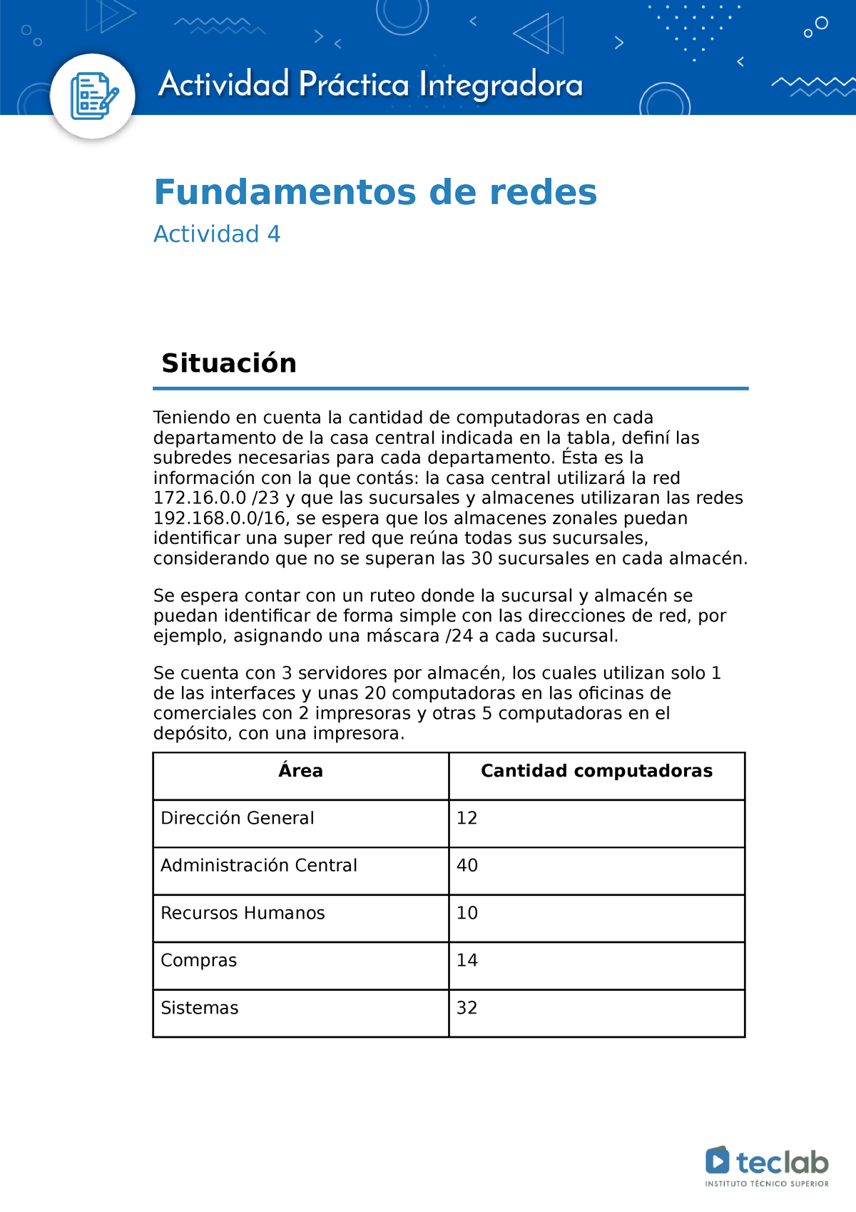 Actividad 4 -1388783655 - Fundamentos De Redes Actividad 4 Situación ...