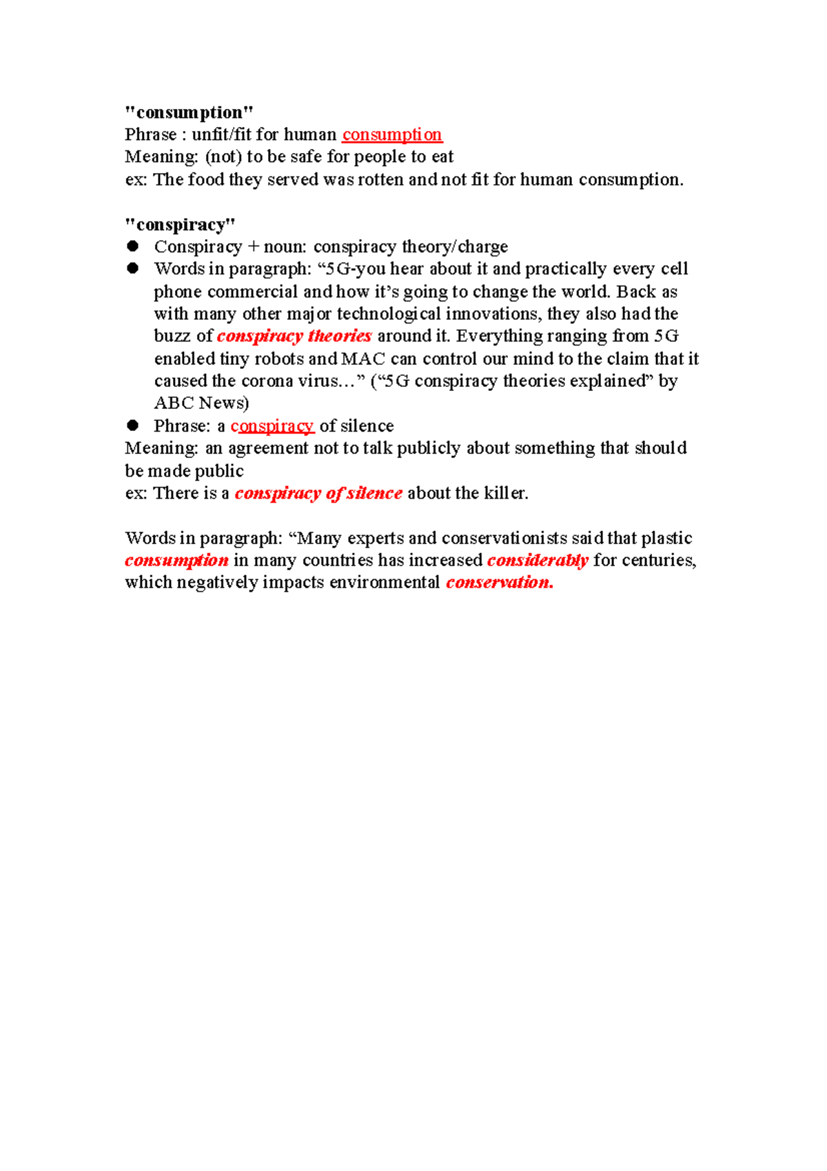 Wordlist 3 ,ety "consumption" Phrase unfit/fit for human