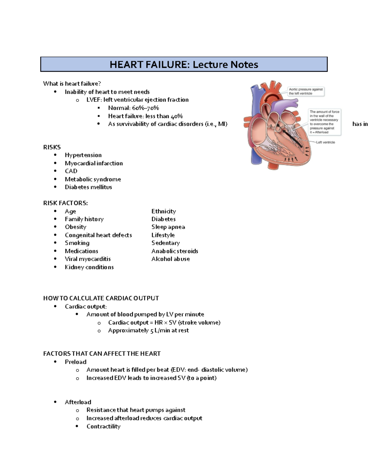 Heart Failure - HEART FAILURE: Lecture Notes What is heart failure ...