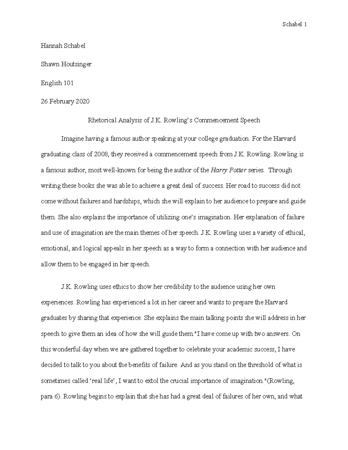 Rhetorical appeals essay - Hannah - Hannah Schabel Shawn Houtsinger ...