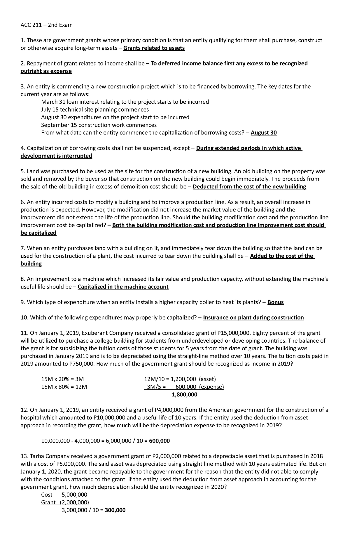 ACC 211 2nd Exam - Reviewer - ACC 211 – 2nd Exam These Are Government ...