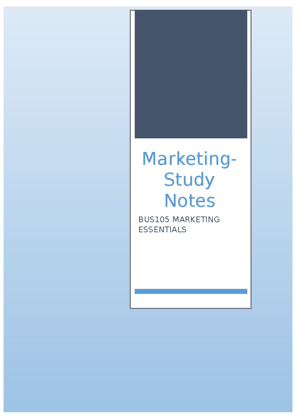 BUS105 Marketing- Study Notes - Marketing- Study Notes BUS105 MARKETING ...