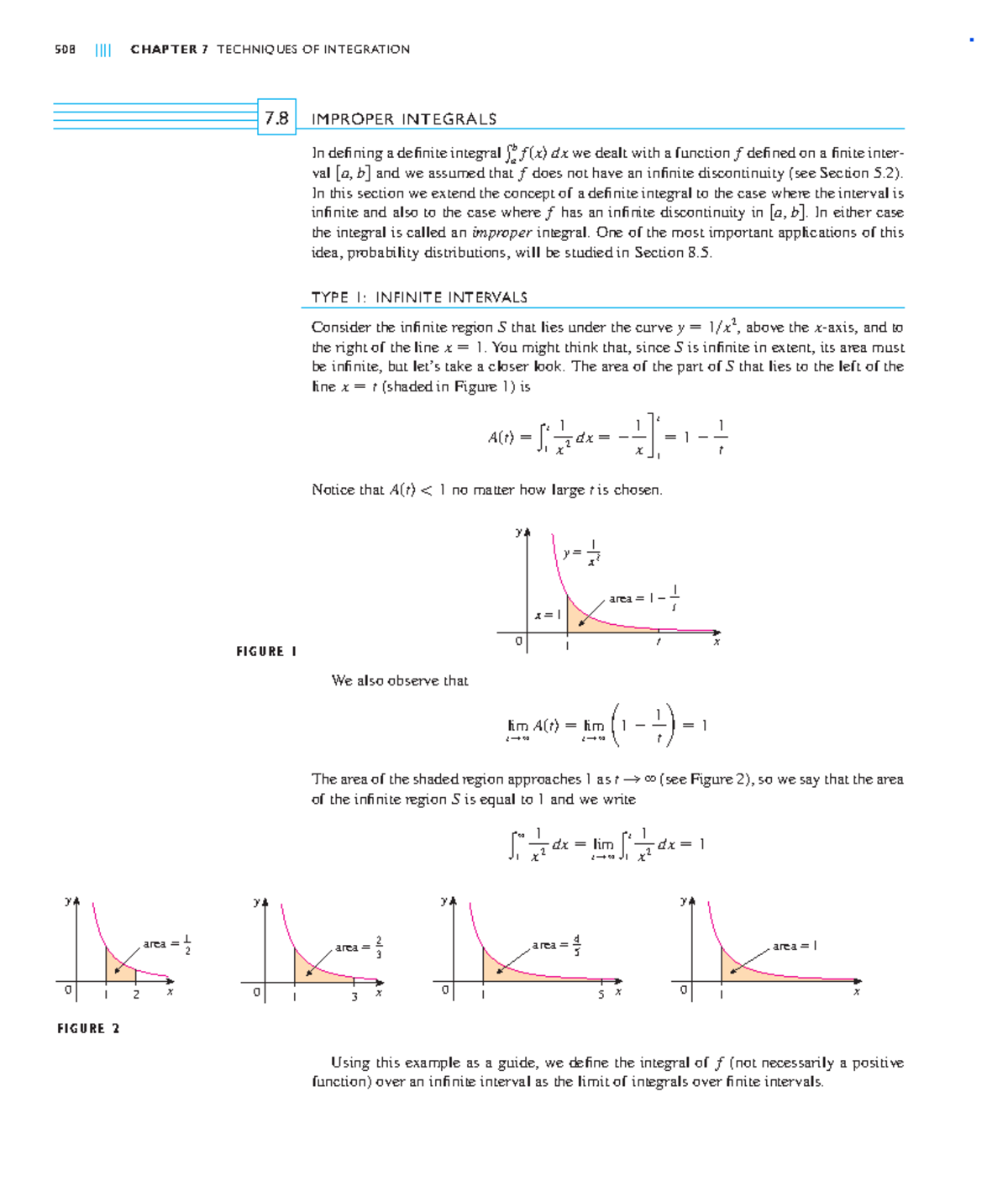 Math ch 7-8 - math work - IMPROPER INTEGRALS In defining a definite ...