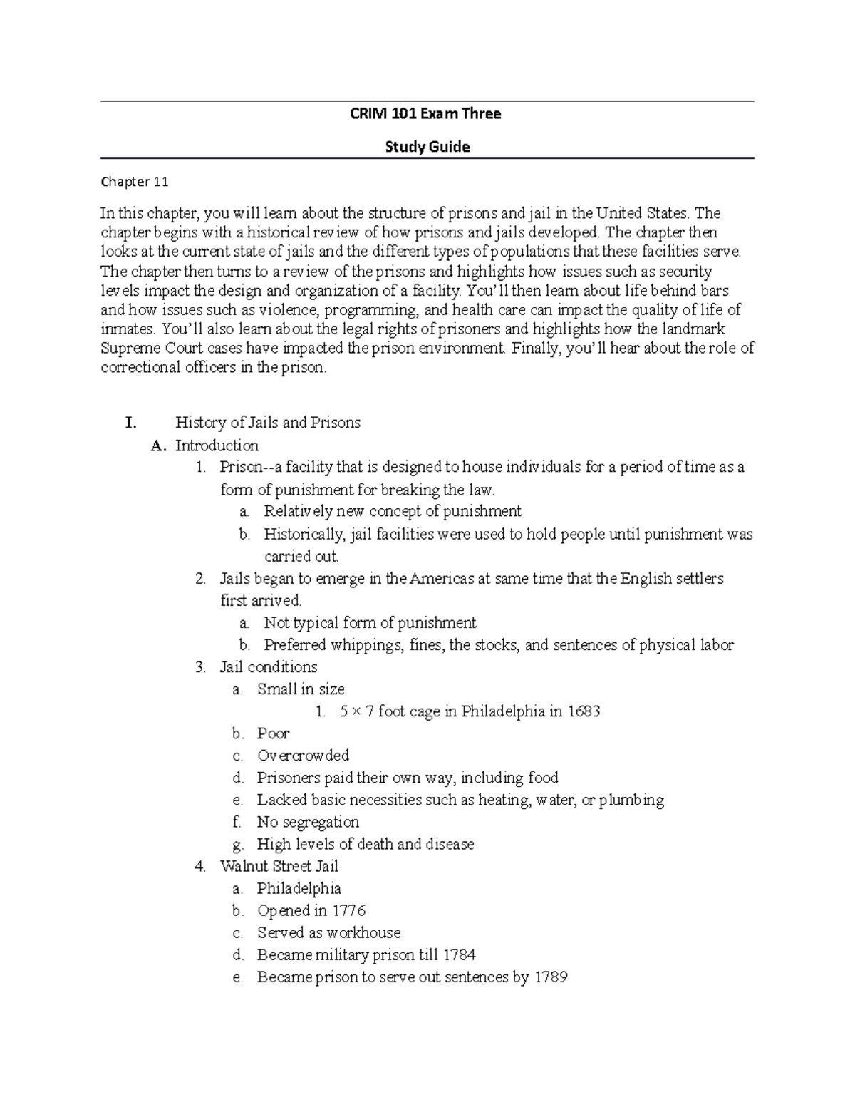 CRIM 101 Exam Three Study Guide - CRIM 101 Exam Three Study Guide ...